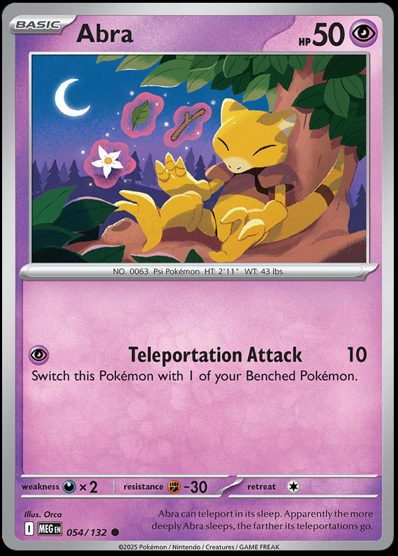 Abra (54/132) Mega Evolution Base Set Common Pokemon Card TCG