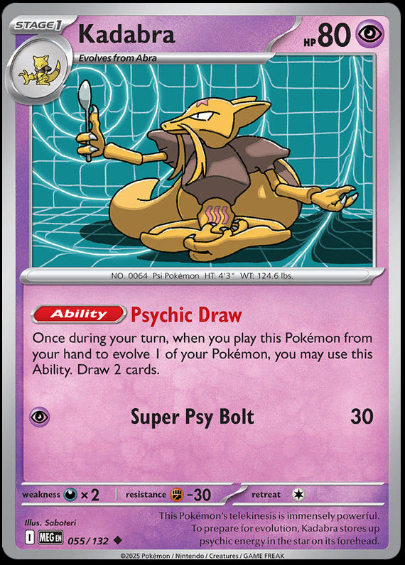 Kadabra (55/132) Mega Evolution Base Set Uncommon Pokemon Card TCG