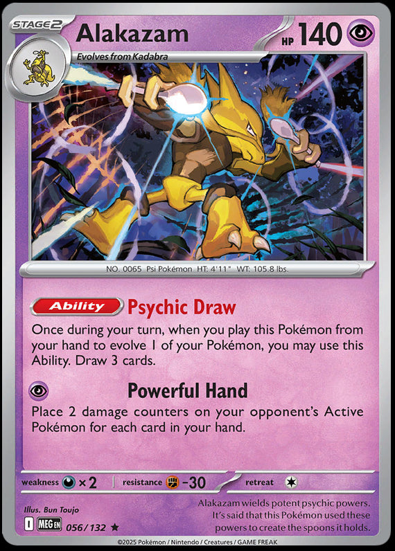Alakazam (56/132) Mega Evolution Base Set Reverse Holo Rare Pokemon Card TCG