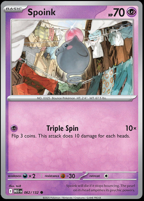 Spoink (62/132) Mega Evolution Base Set Common Pokemon Card TCG