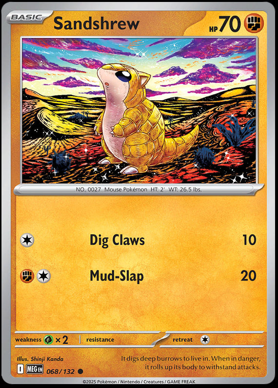 Sandshrew (68/132) Mega Evolution Base Set Reverse Holo Common Pokemon Card TCG