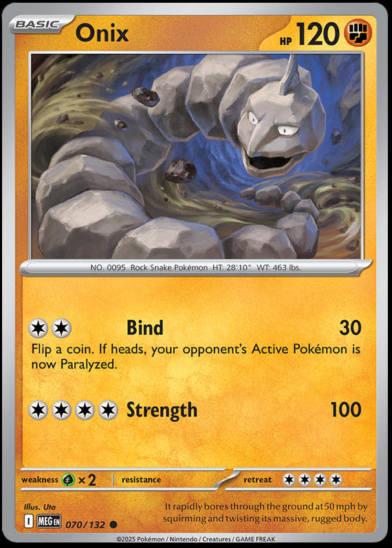 Onix (70/132) Mega Evolution Base Set Reverse Holo Common Pokemon Card TCG