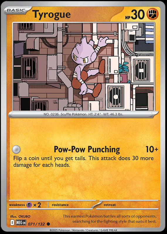 Tyrogue (71/132) Mega Evolution Base Set Reverse Holo Common Pokemon Card TCG