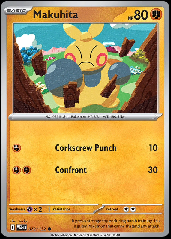 Makuhita (72/132) Mega Evolution Base Set Reverse Holo Common Pokemon Card TCG