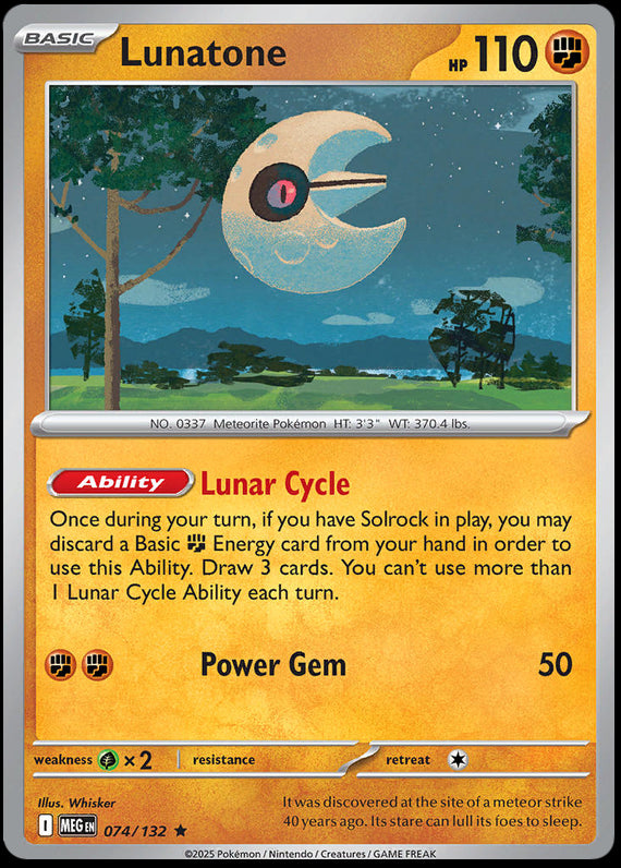 Lunatone (74/132) Mega Evolution Base Set Reverse Holo Rare Pokemon Card TCG