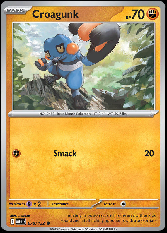 Croagunk (78/132) Mega Evolution Base Set Reverse Holo Common Pokemon Card TCG
