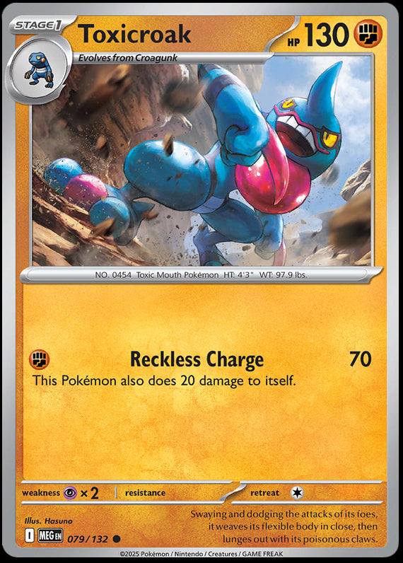 Toxicroak (79/132) Mega Evolution Base Set Reverse Holo Common Pokemon Card TCG