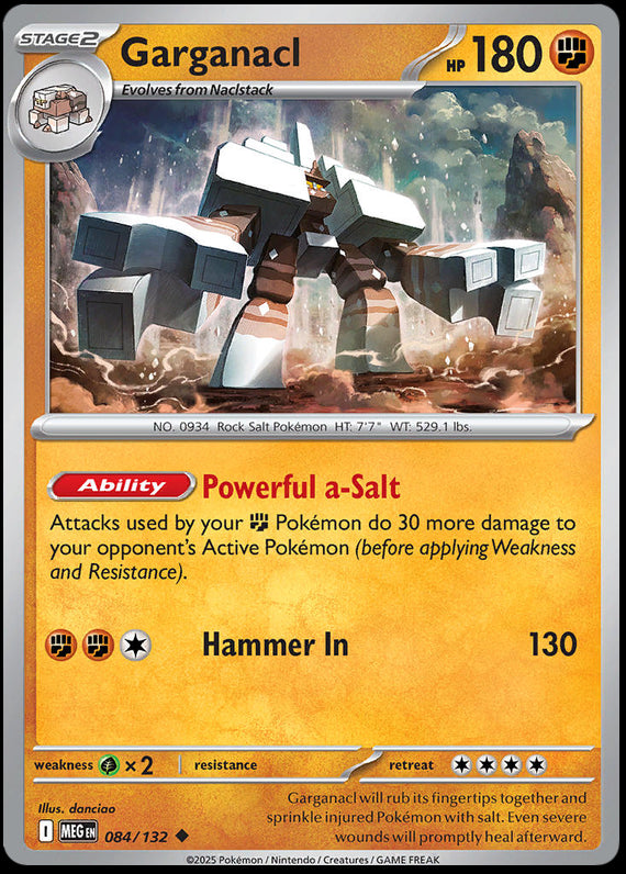 Garganacl (84/132) Mega Evolution Base Set Reverse Holo Uncommon Pokemon Card TCG