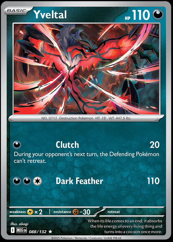 Yveltal (88/132) Mega Evolution Base Set Rare Pokemon Card TCG