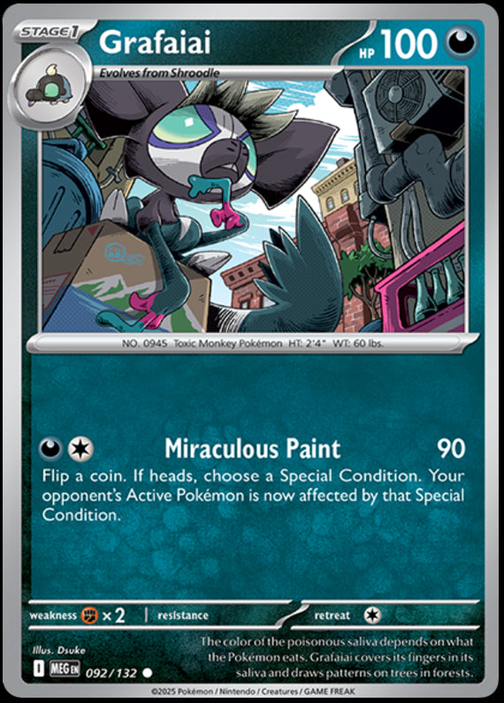 Grafaiai (92/132) Mega Evolution Base Set Reverse Holo Common Pokemon Card TCG