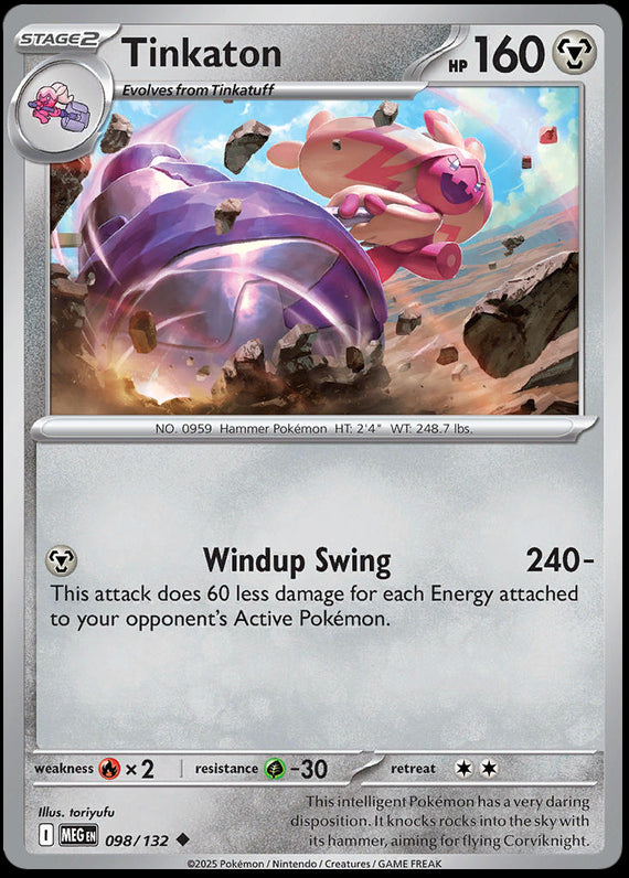 Tinkaton (98/132) Mega Evolution Base Set Reverse Holo Uncommon Pokemon Card TCG
