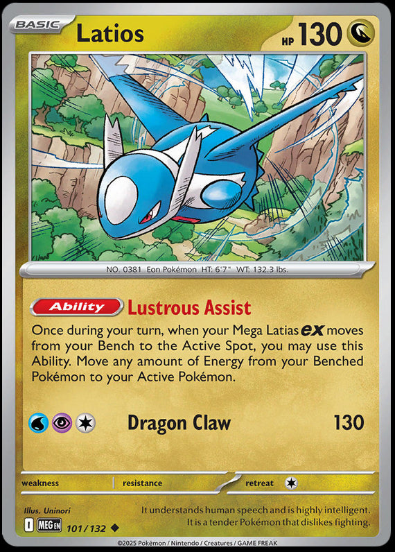 Latios (101/132) Mega Evolution Base Set Reverse Holo Uncommon Pokemon Card TCG