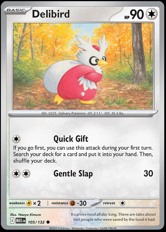 Delibird (105/132) Mega Evolution Base Set Common Pokemon Card TCG