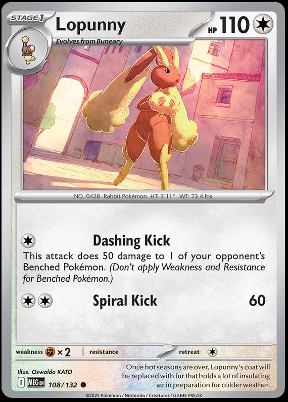 Lopunny (108/132) Mega Evolution Base Set Common Pokemon Card TCG