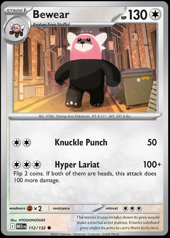 Bewear (112/132) Mega Evolution Base Set Reverse Holo Common Pokemon Card TCG