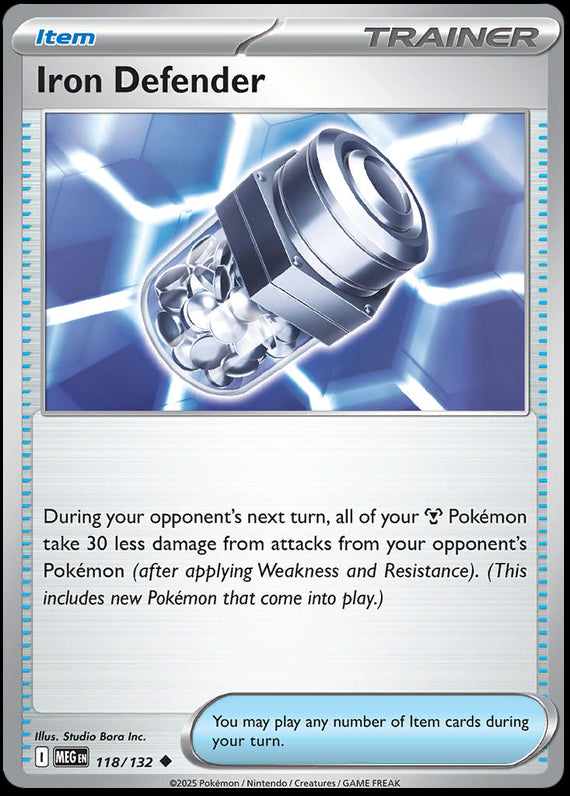 Iron Defender (118/132) Mega Evolution Base Set Reverse Holo Uncommon Pokemon Card TCG