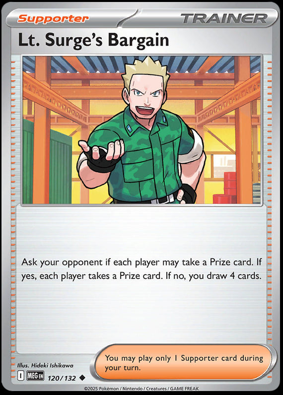 Lt. Surges Bargain (120/132) Mega Evolution Base Set Uncommon Pokemon Card TCG