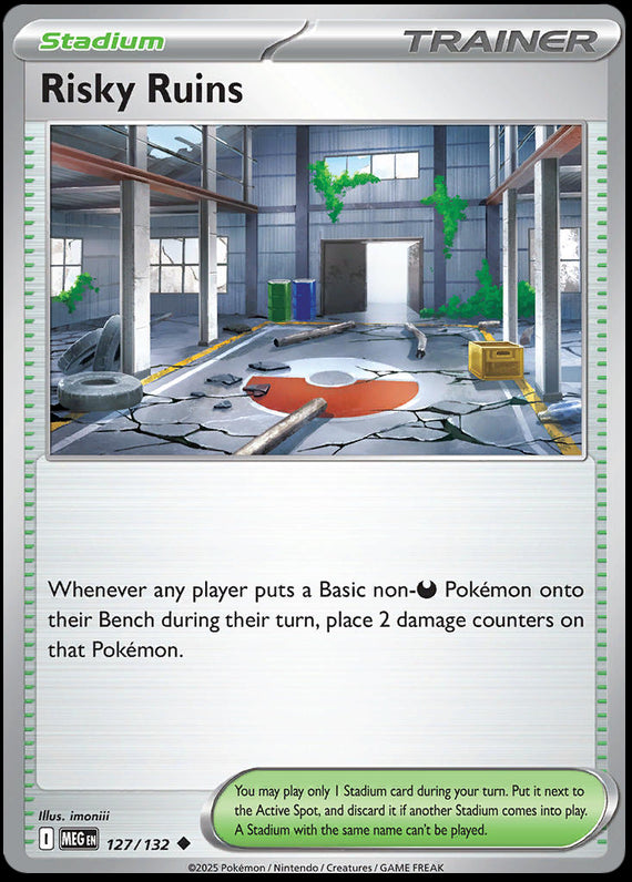 Risky Ruins (127/132) Mega Evolution Base Set Reverse Holo Uncommon Pokemon Card TCG