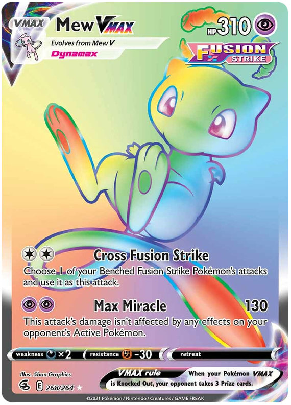 Mew VMAX 268/264 SWSH Fusion Strike Secret Rare Full Art Pokemon Card TCG