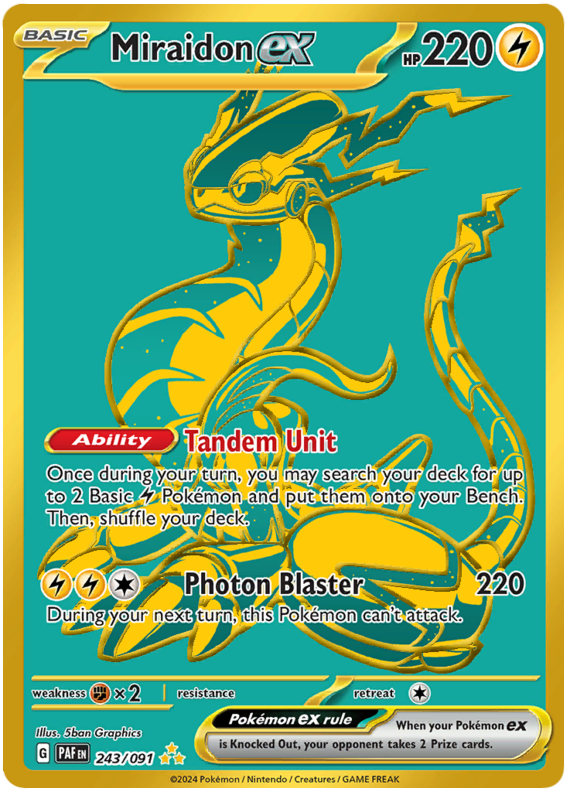 Miraidon ex 243/091 SV Paldean Fates Hyper Rare Pokemon Card TCG Near Mint