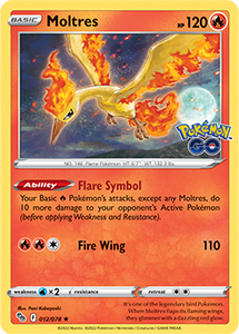 Moltres 12/78 SWSH Pokemon GO Holo Rare Pokemon Card TCG Near Mint