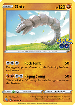 Onix 36/78 SWSH Pokemon GO Common Pokemon Card TCG Near Mint