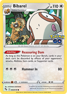 Bibarel 60/78 SWSH Pokemon GO Common Pokemon Card TCG Near Mint