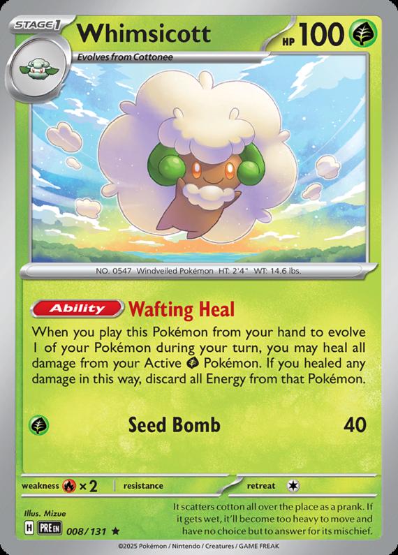 Whimsicott (8/131) Scarlet and Violet Prismatic Evolutions Rare Pokemon Card TCG