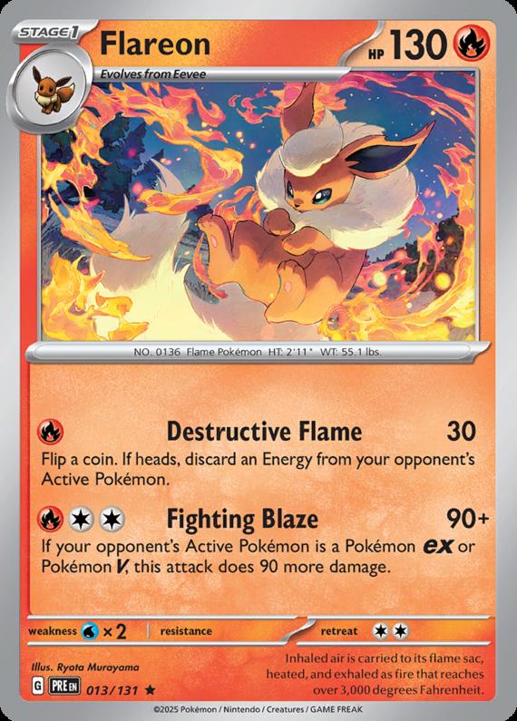 Flareon (13/131) Scarlet and Violet Prismatic Evolutions Rare Pokemon Card TCG