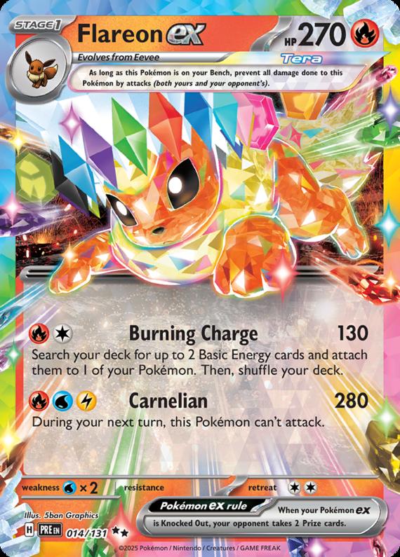 Flareon ex (14/131) Scarlet and Violet Prismatic Evolutions Double Rare Pokemon Card TCG