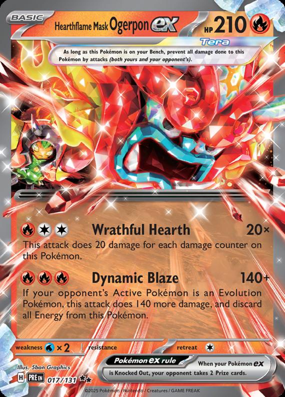 Hearthflame Mask Ogerpon ex (17/131) Scarlet and Violet Prismatic Evolutions Double Rare Pokemon Card TCG