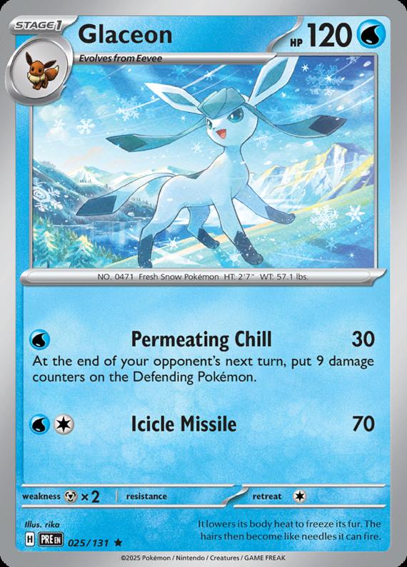 Glaceon (25/131) Scarlet and Violet Prismatic Evolutions Rare Pokemon Card TCG