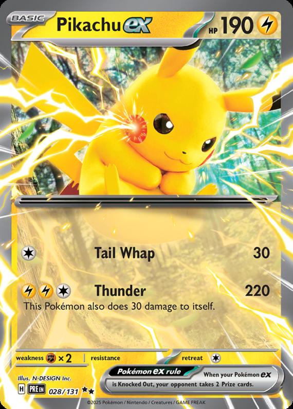 Pikachu ex (28/131) Scarlet and Violet Prismatic Evolutions Double Rare Pokemon Card TCG
