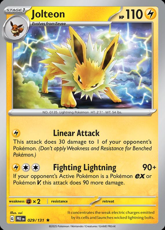 Jolteon (29/131) Scarlet and Violet Prismatic Evolutions Rare Pokemon Card TCG