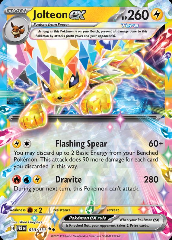 Jolteon ex (30/131) Scarlet and Violet Prismatic Evolutions Double Rare Pokemon Card TCG