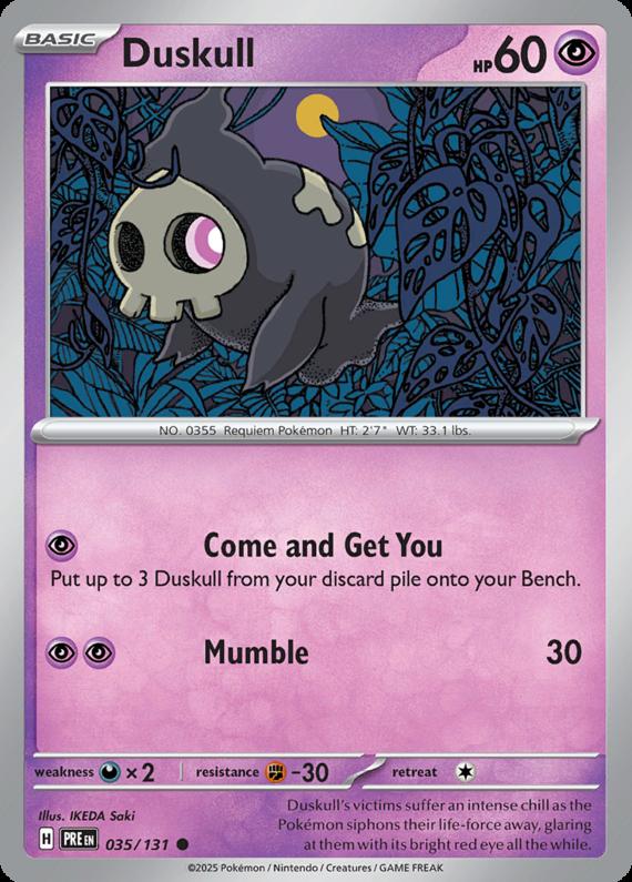 Duskull (35/131) Scarlet and Violet Prismatic Evolutions Common Pokemon Card TCG