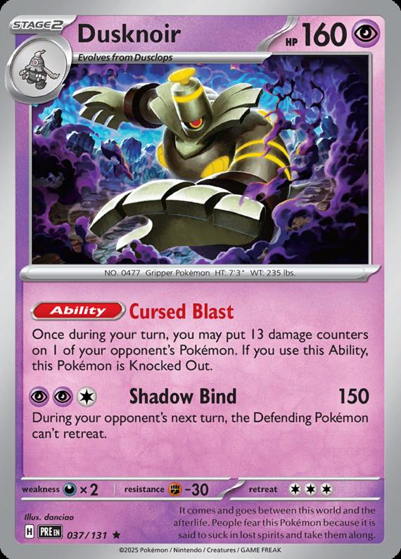 Dusknoir (37/131) Scarlet and Violet Prismatic Evolutions Rare Pokemon Card TCG