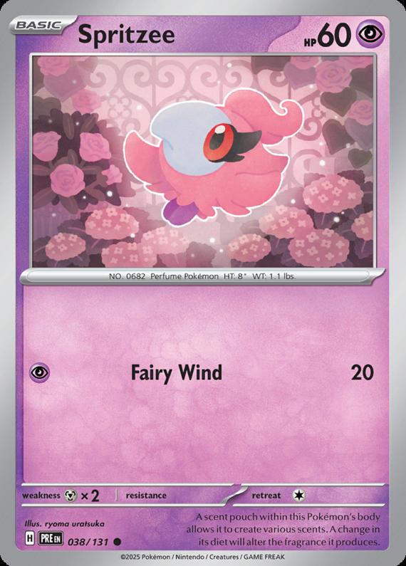 Spritzee (38/131) Scarlet and Violet Prismatic Evolutions Common Pokemon Card TCG