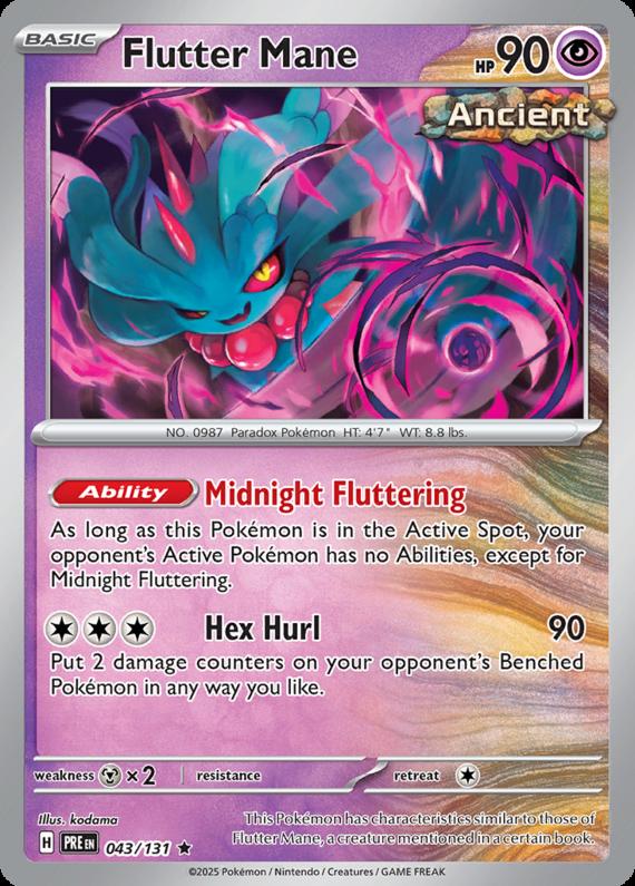Flutter Mane (43/131) Scarlet and Violet Prismatic Evolutions Rare Pokemon Card TCG