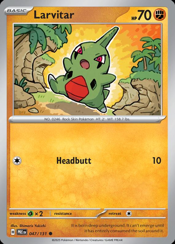 Larvitar (47/131) Scarlet and Violet Prismatic Evolutions Common Pokemon Card TCG
