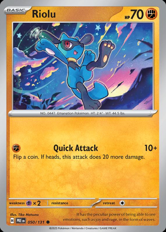 Riolu (50/131) Scarlet and Violet Prismatic Evolutions Common Pokemon Card TCG