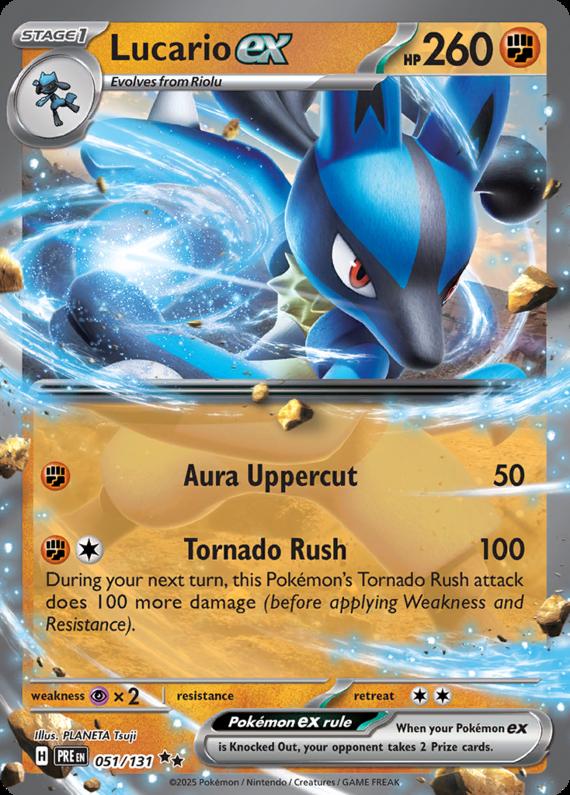 Lucario ex (51/131) Scarlet and Violet Prismatic Evolutions Double Rare Pokemon Card TCG