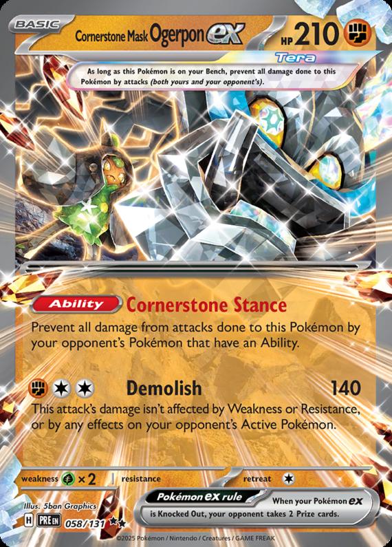 Cornerstone Mask Ogerpon ex (58/131) Scarlet and Violet Prismatic Evolutions Double Rare Pokemon Card TCG