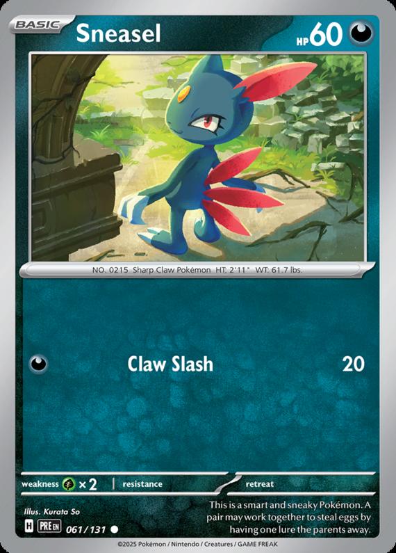 Sneasel (61/131) Scarlet and Violet Prismatic Evolutions Common Pokemon Card TCG