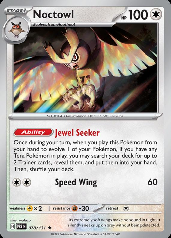 Noctowl (78/131) Scarlet and Violet Prismatic Evolutions Rare Pokemon Card TCG