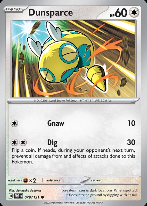 Dunsparce (79/131) Scarlet and Violet Prismatic Evolutions Common Pokemon Card TCG