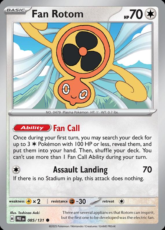 Fan Rotom (85/131) Scarlet and Violet Prismatic Evolutions Common Pokemon Card TCG