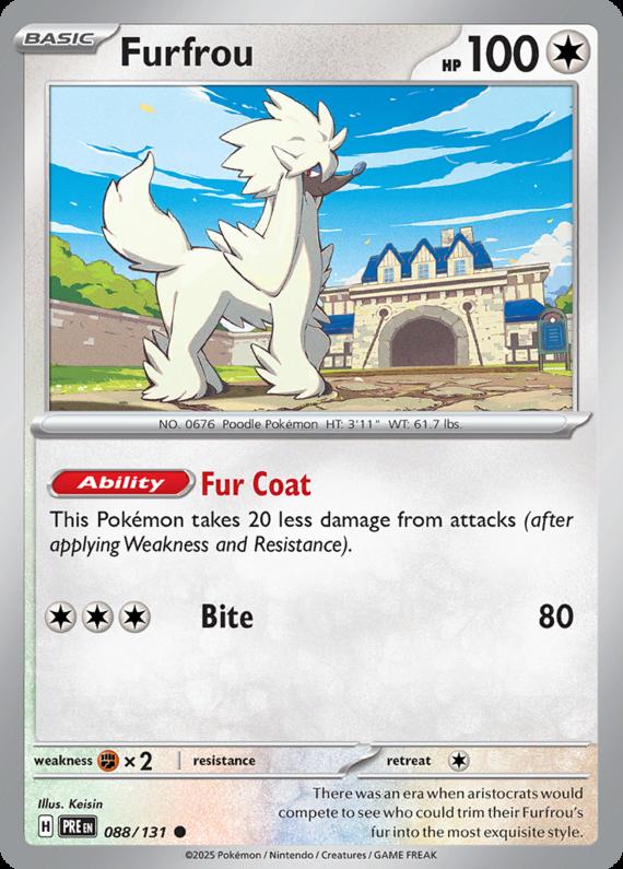 Furfrou (88/131) Scarlet and Violet Prismatic Evolutions Common Pokemon Card TCG