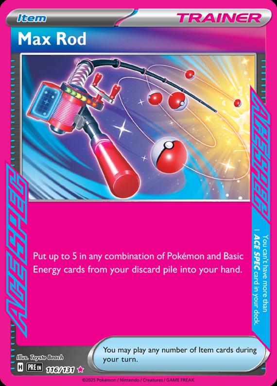 Max Rod (116/131) Scarlet and Violet Prismatic Evolutions Ace Spec Pokemon Card TCG