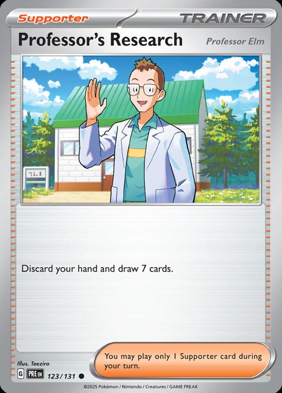 Professor's Research [Professor Elm] (123/131) Scarlet and Violet Prismatic Evolutions Common Pokemon Card TCG